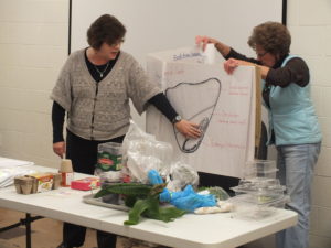 Master Gardener Volunteers Joy Barlow (left) and Sharon Poindexter (right) teach one of the various Master Gardener classes offered.