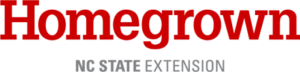 "Homegrown" in large red text above "NC State Extension" in small grey text.