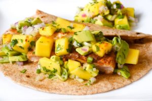Fish Taco with Avocado Mango Salsa from Med Instead of Meds