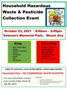 Cover photo for Household Hazardous Waste & Pesticide Disposal Day 2021