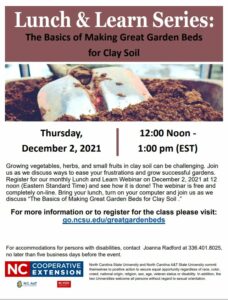 Cover photo for Lunch & Learn Series: The Basics of Making Great Garden Beds for Clay Soil
