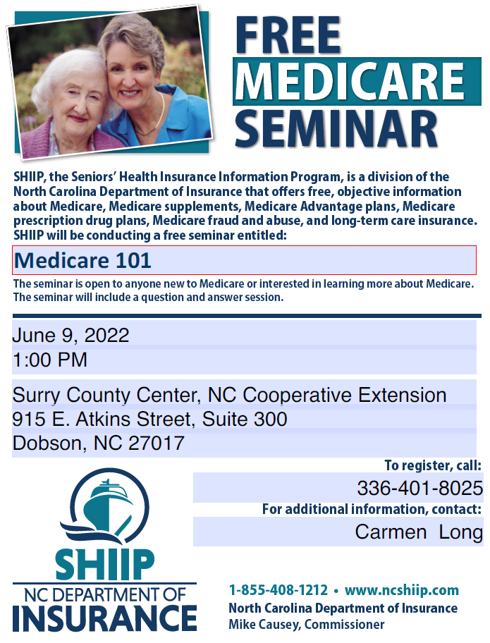 Medicare Seminar flier. June 9, 2022