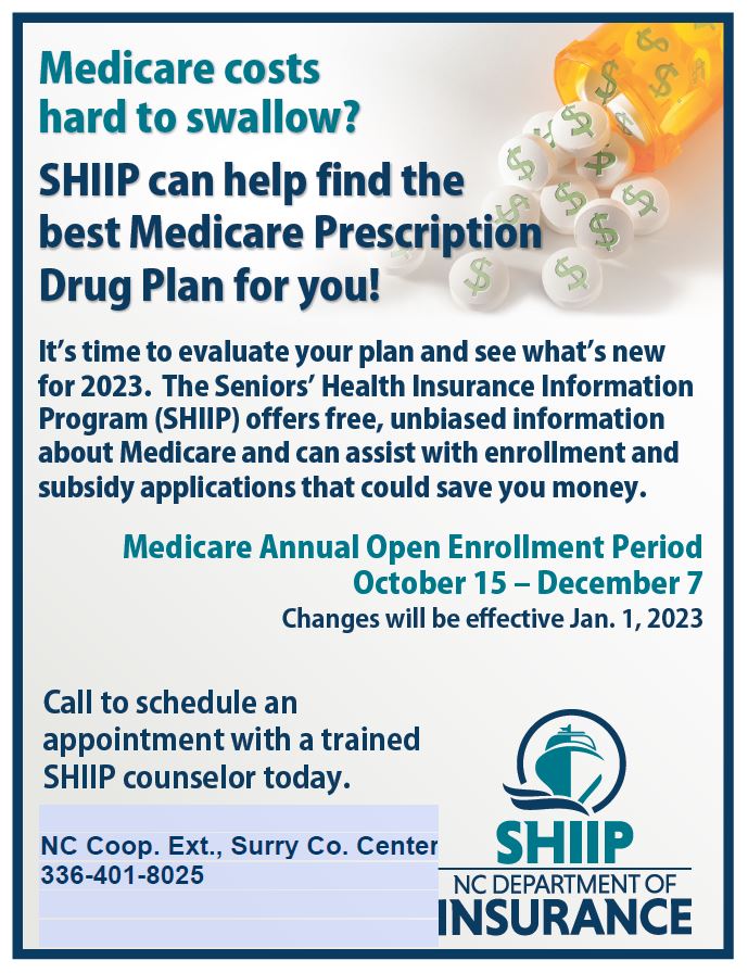 Medicare Costs hard to swallow? SHIIP can help find the best Medicare Prescription Drug Plan for you!