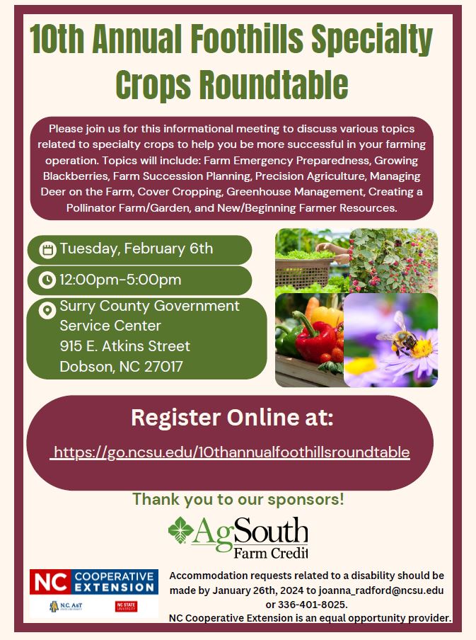 10th Annual Foothills Specialty Crops Roundtable