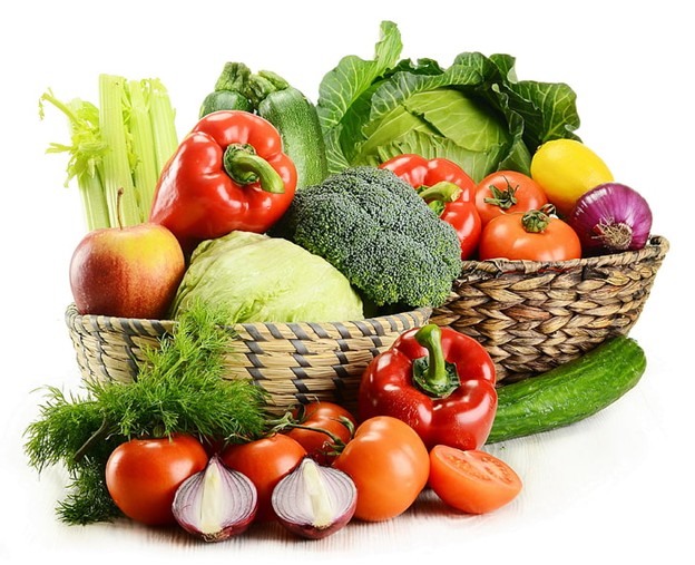 Fresh vegetables in a basket.